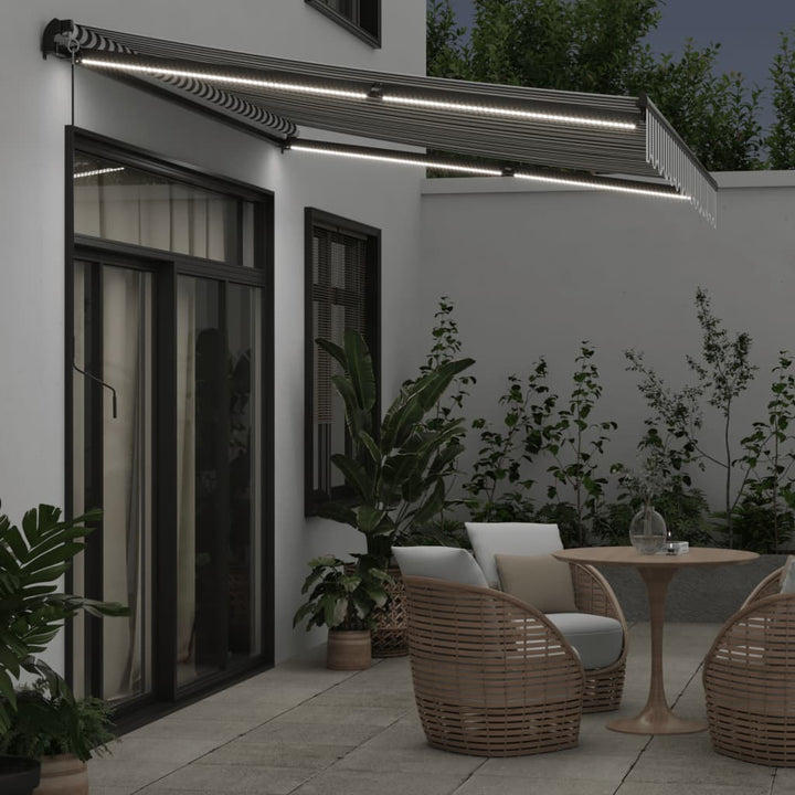 Copertină Retractabilă Manual Cu Led, Antracit/Alb, 350X250 Cm
