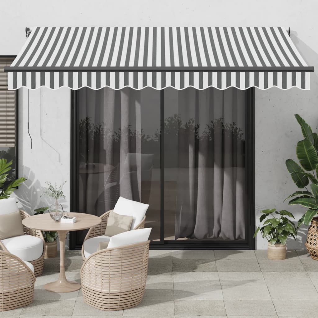 Copertină Retractabilă Manual Cu Led, Antracit/Alb, 350X250 Cm