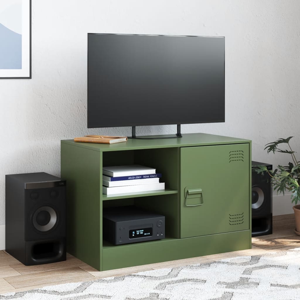 Comodă Tv, Verde Măsliniu, 67X39X44 Cm, Oțel