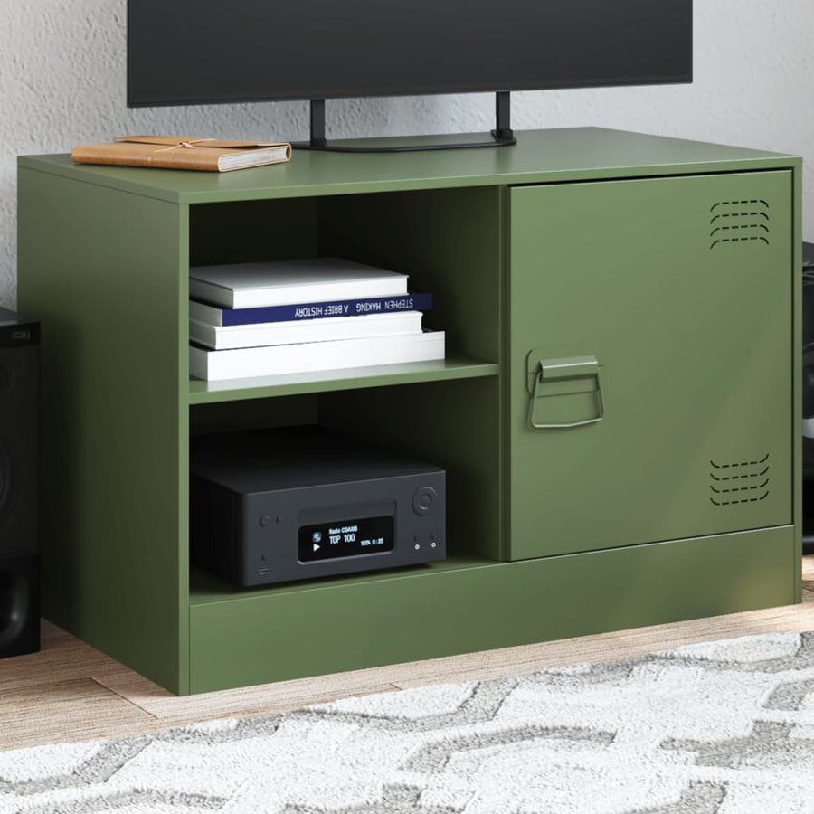 Comodă Tv, Verde Măsliniu, 67X39X44 Cm, Oțel