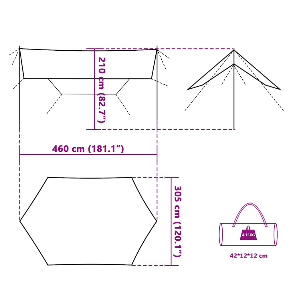 Prelată De Camping, , 460X305X210 Cm, Impermeabilă
