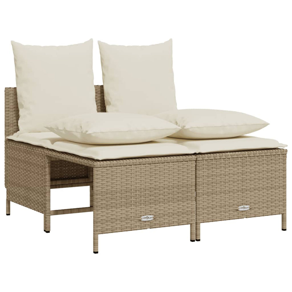 Set Canapele De Grădină, 4 Piese, Cu Perne, Bej, Poliratan