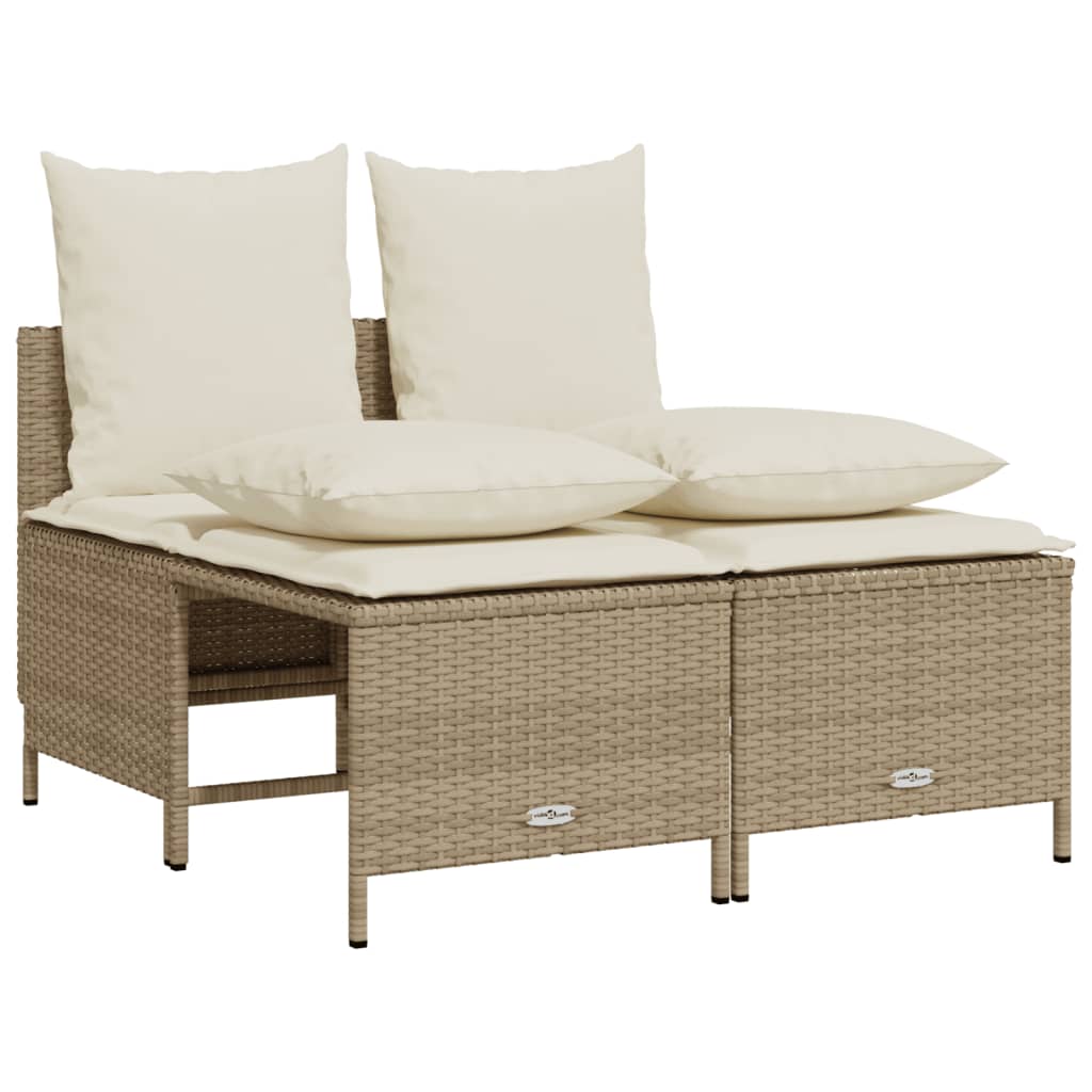 Set Canapele De Grădină, 4 Piese, Cu Perne, Bej, Poliratan