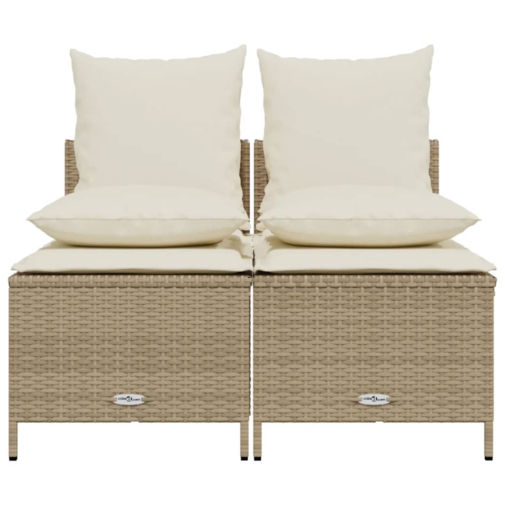 Set Canapele De Grădină, 4 Piese, Cu Perne, Bej, Poliratan