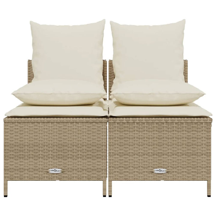 Set Canapele De Grădină, 4 Piese, Cu Perne, Bej, Poliratan