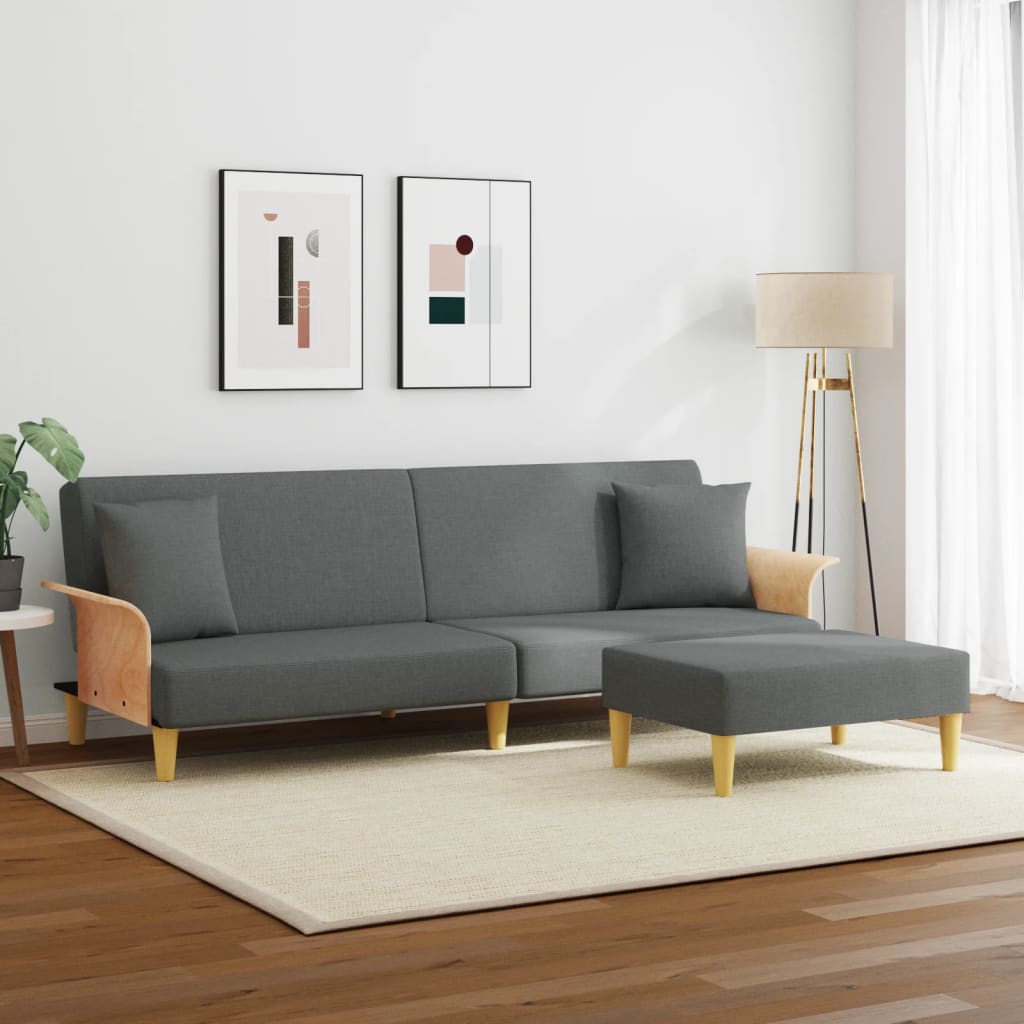 Canapea Extensibilă 2 Locuri/Perne/Taburet, , Catifea