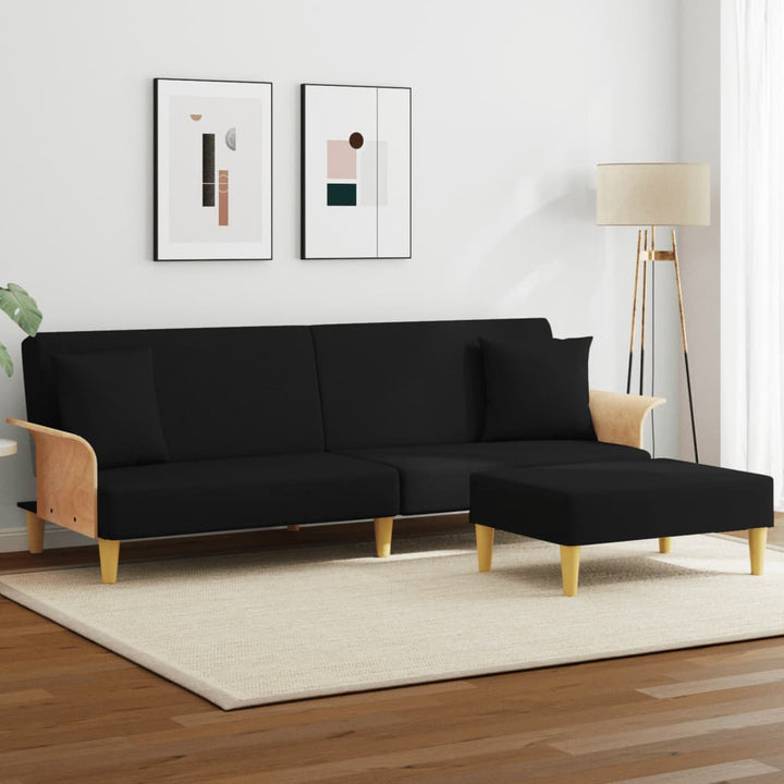 Canapea Extensibilă 2 Locuri/Perne/Taburet, , Catifea