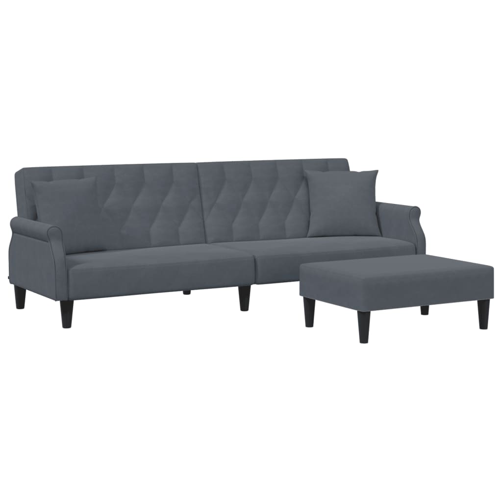 Canapea Extensibilă 2 Locuri/Perne/Taburet, , Catifea