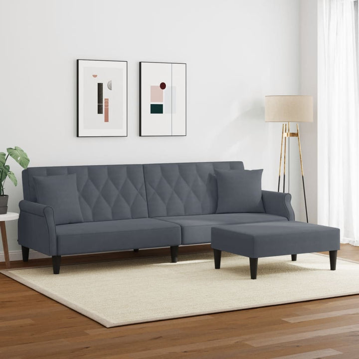 Canapea Extensibilă 2 Locuri/Perne/Taburet, , Catifea