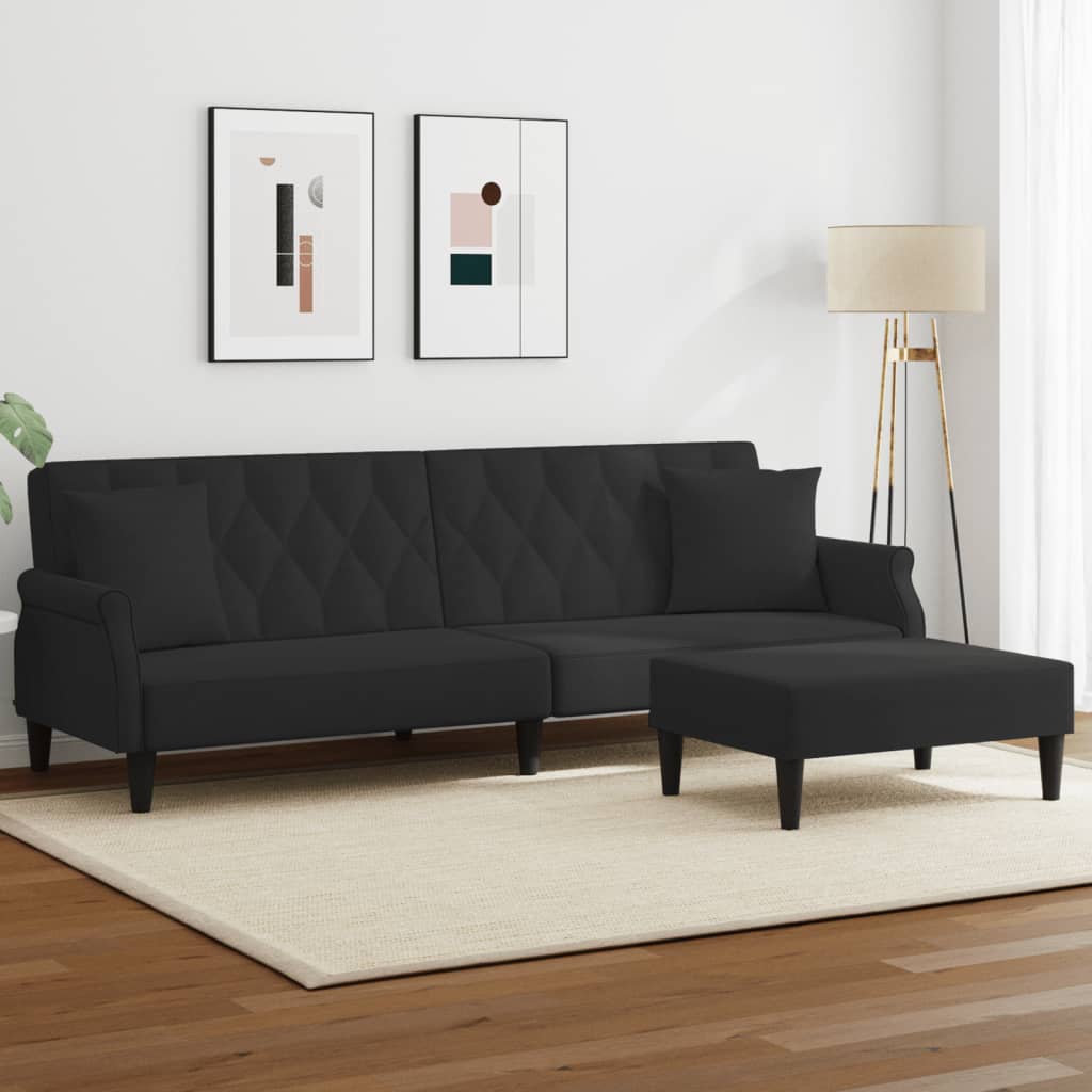 Canapea Extensibilă 2 Locuri/Perne/Taburet, , Catifea