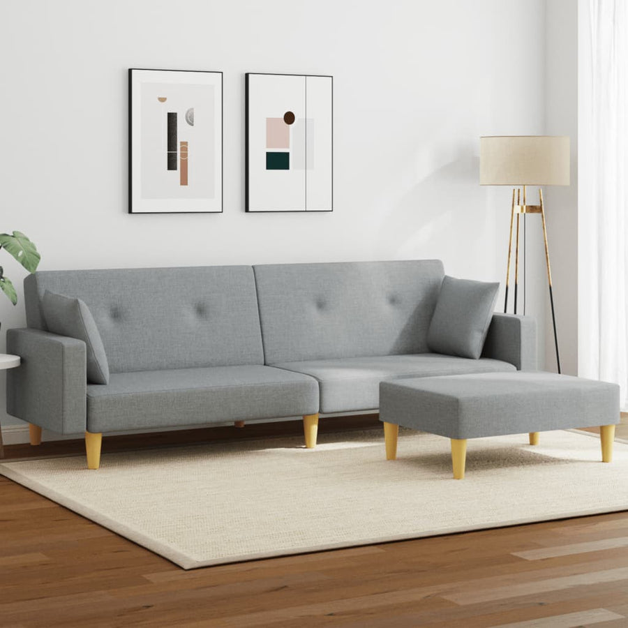 Canapea Extensibilă Cu Taburet, 2 Locuri, , Textil