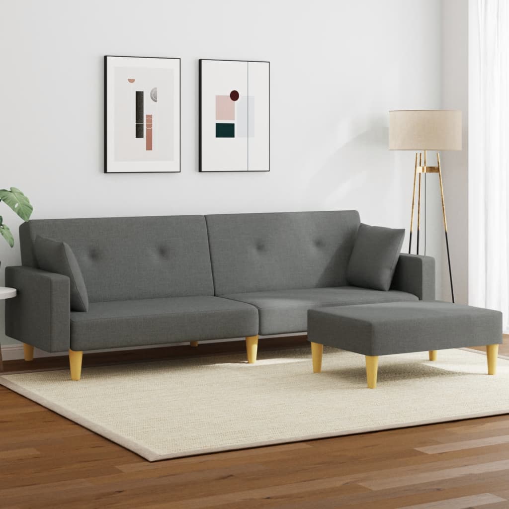 Canapea Extensibilă Cu Taburet, 2 Locuri, , Textil