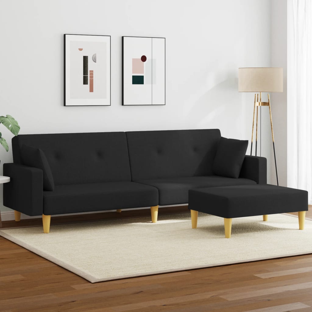 Canapea Extensibilă Cu Taburet, 2 Locuri, , Textil