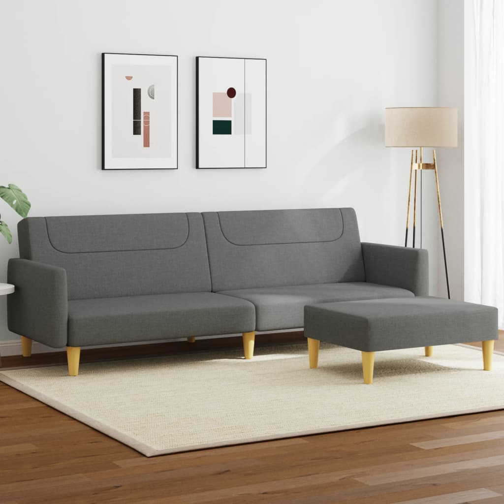 Canapea Extensibilă Cu Taburet, 2 Locuri, , Textil