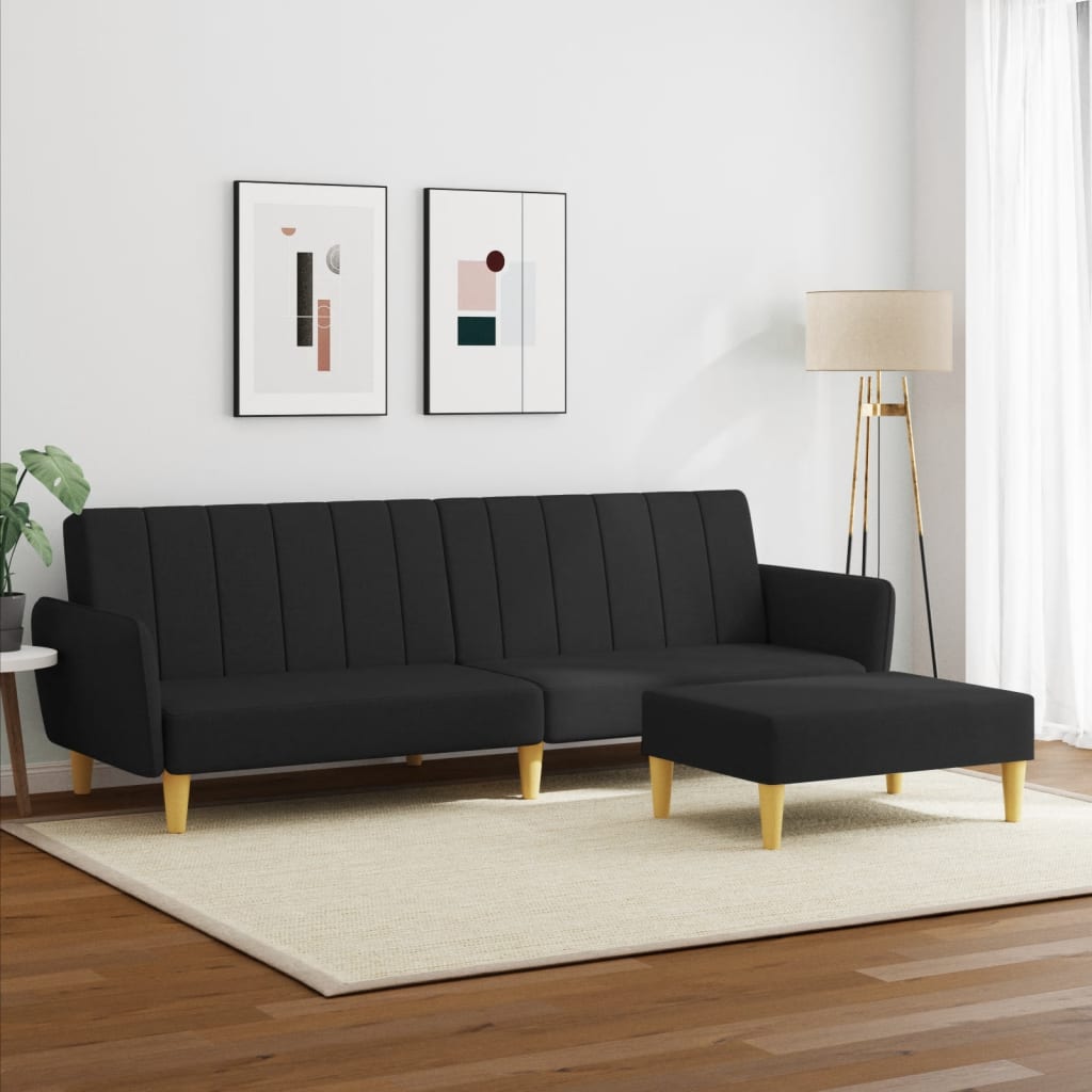 Canapea Extensibilă Cu Taburet, 2 Locuri, , Textil
