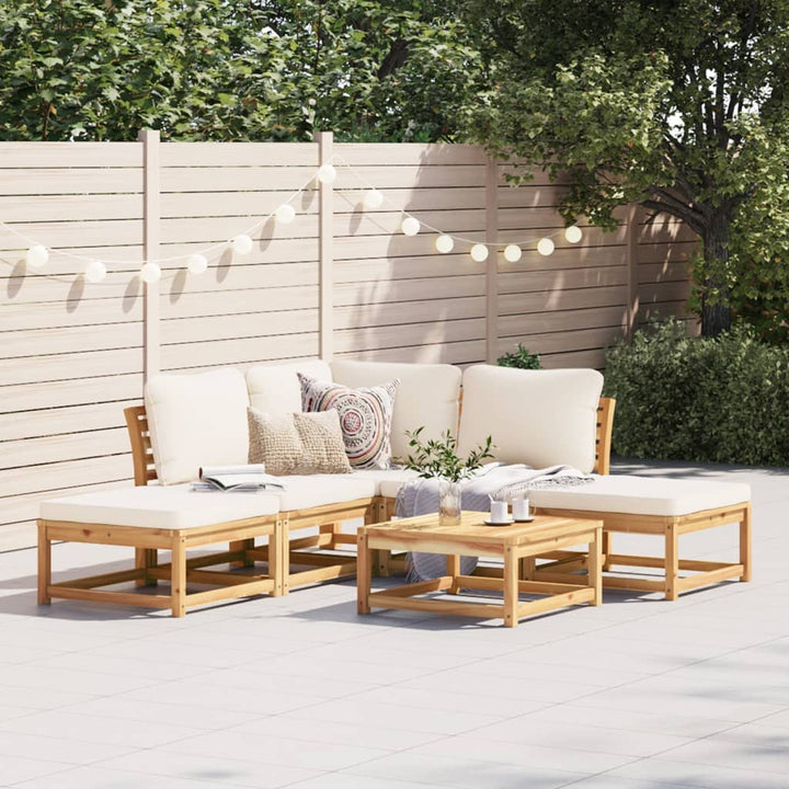 Set Mobilier De Grădină Cu Perne, 5 Buc., Lemn Masiv Acacia