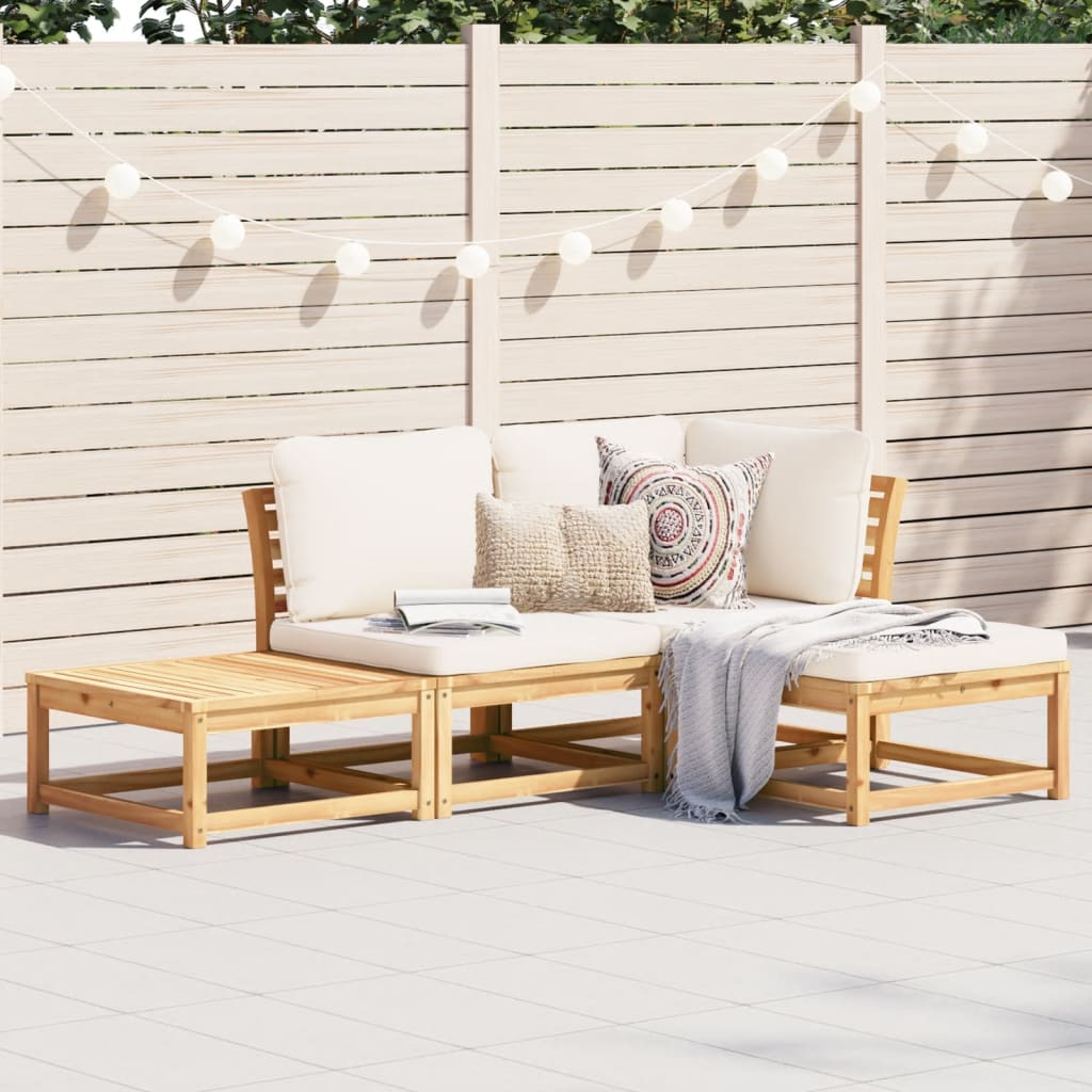 Set Mobilier De Grădină Cu Perne, 5 Buc., Lemn Masiv Acacia