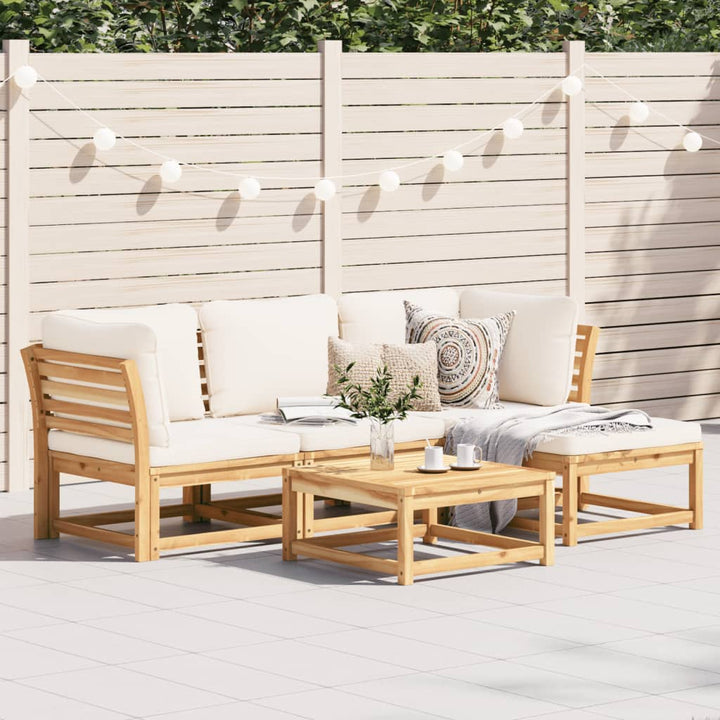Set Mobilier De Grădină Cu Perne, 5 Buc., Lemn Masiv Acacia