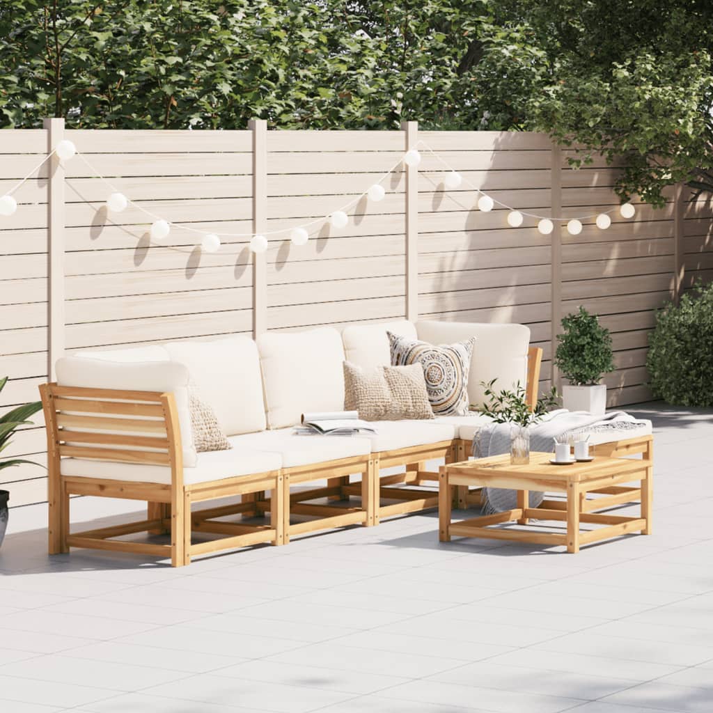 Set Mobilier De Grădină Cu Perne, 5 Buc., Lemn Masiv Acacia