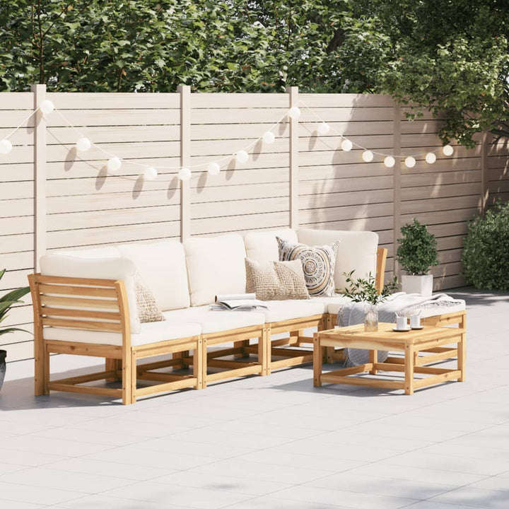 Set Mobilier De Grădină Cu Perne, 5 Buc., Lemn Masiv Acacia