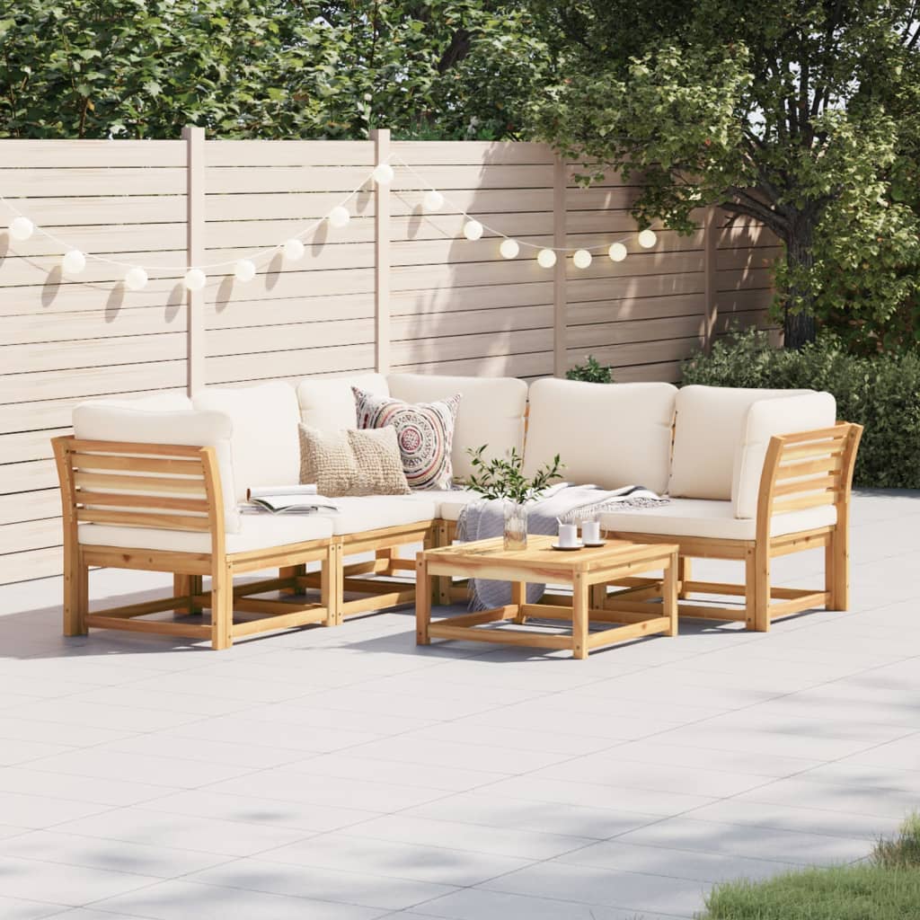 Set Mobilier De Grădină Cu Perne, 5 Buc., Lemn Masiv Acacia