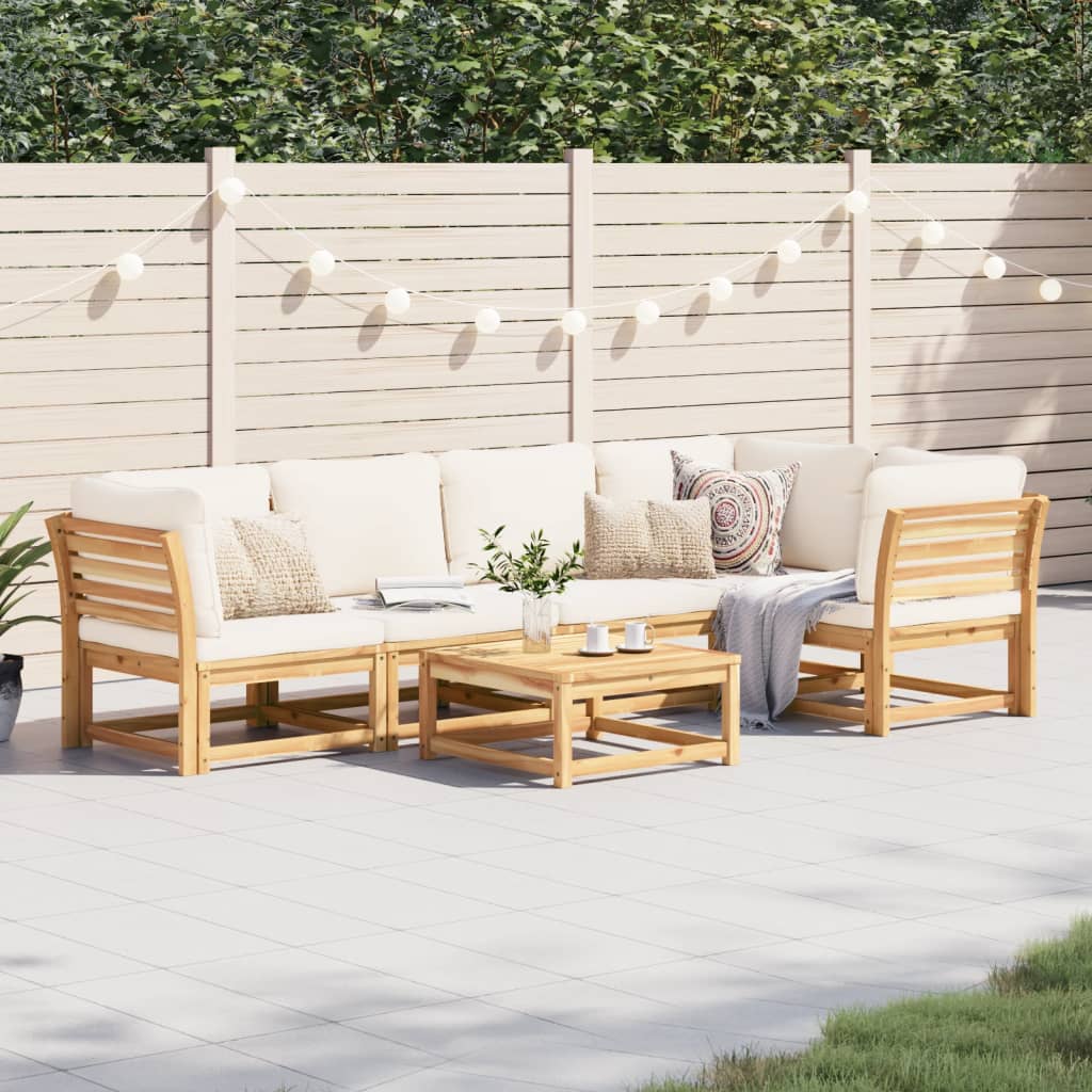 Set Mobilier De Grădină Cu Perne, 5 Buc., Lemn Masiv Acacia
