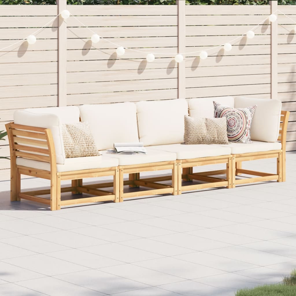 Set Mobilier De Grădină Cu Perne, 5 Buc., Lemn Masiv Acacia