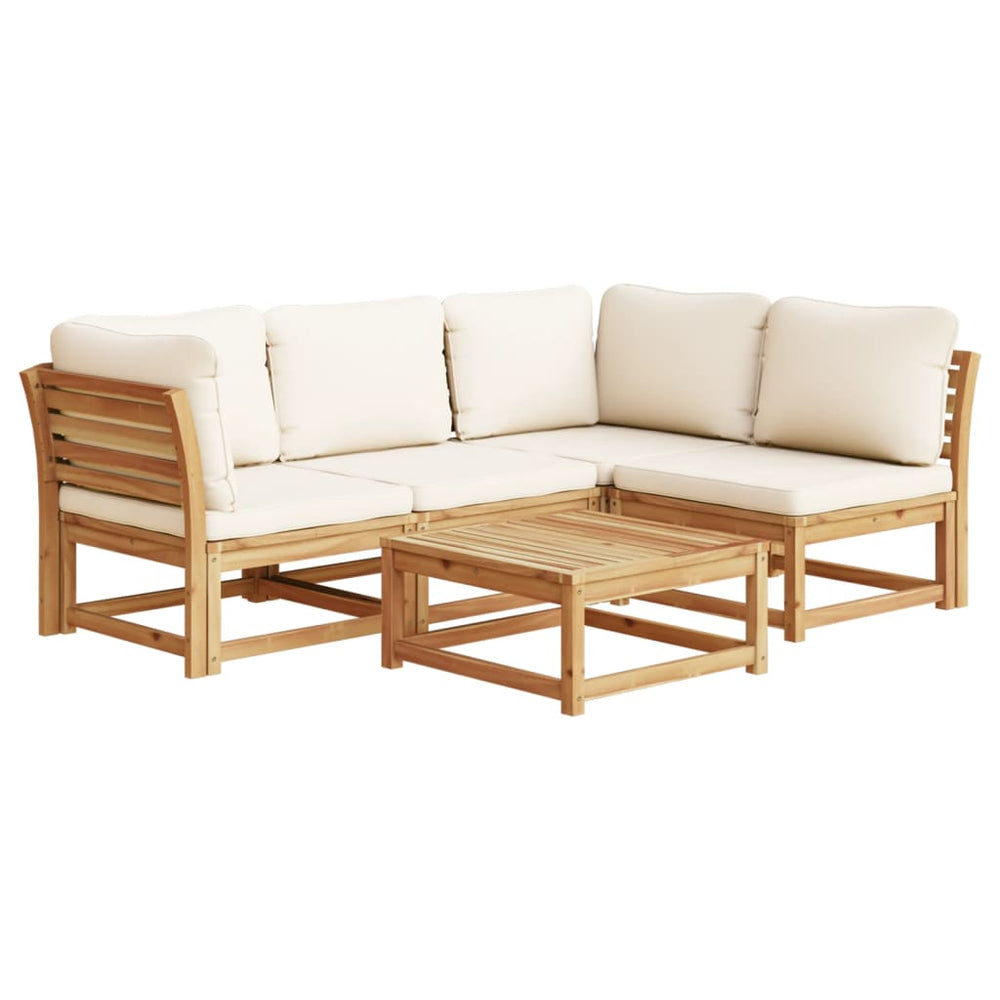 Set Mobilier De Grădină Cu Perne, 5 Buc., Lemn Masiv Acacia