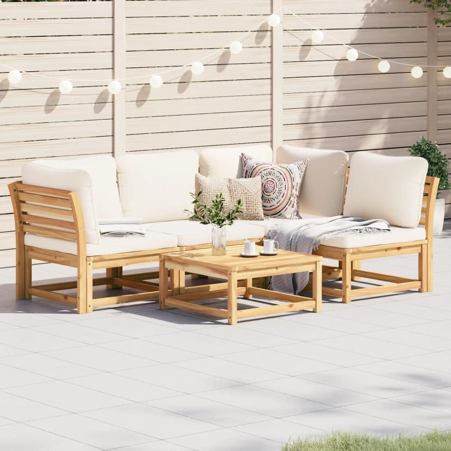 Set Mobilier De Grădină Cu Perne, 5 Buc., Lemn Masiv Acacia