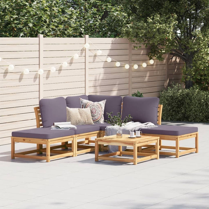 Set Mobilier De Grădină Cu Perne, 5 Buc., Lemn Masiv Acacia