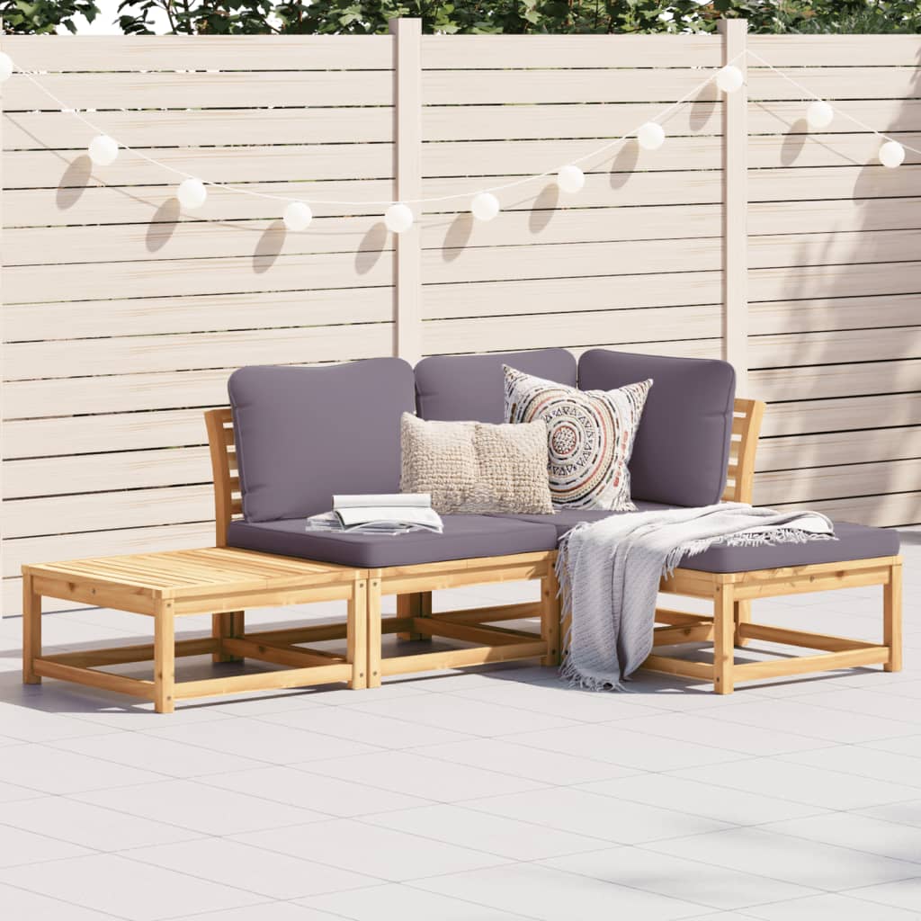 Set Mobilier De Grădină Cu Perne, 5 Buc., Lemn Masiv Acacia