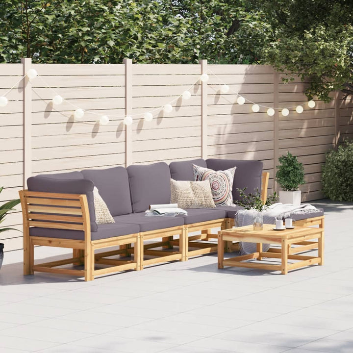 Set Mobilier De Grădină Cu Perne, 5 Buc., Lemn Masiv Acacia