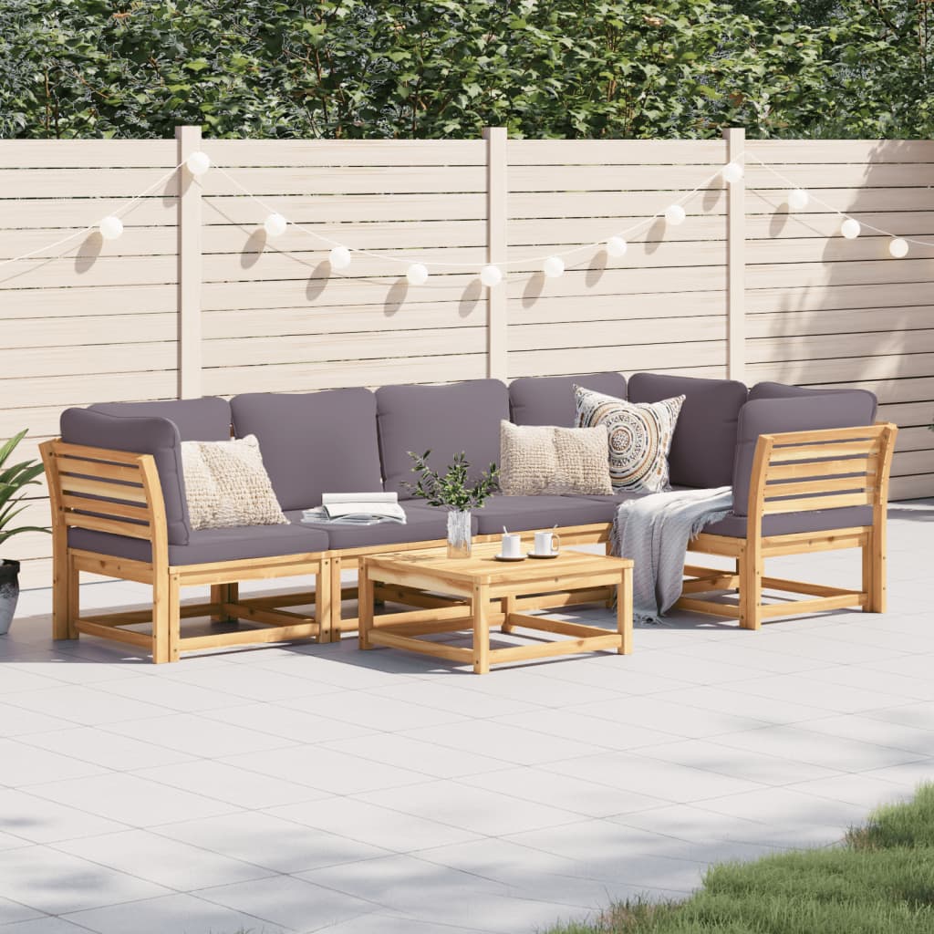 Set Mobilier De Grădină Cu Perne, 5 Buc., Lemn Masiv Acacia