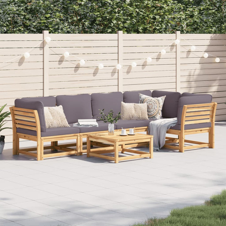 Set Mobilier De Grădină Cu Perne, 5 Buc., Lemn Masiv Acacia