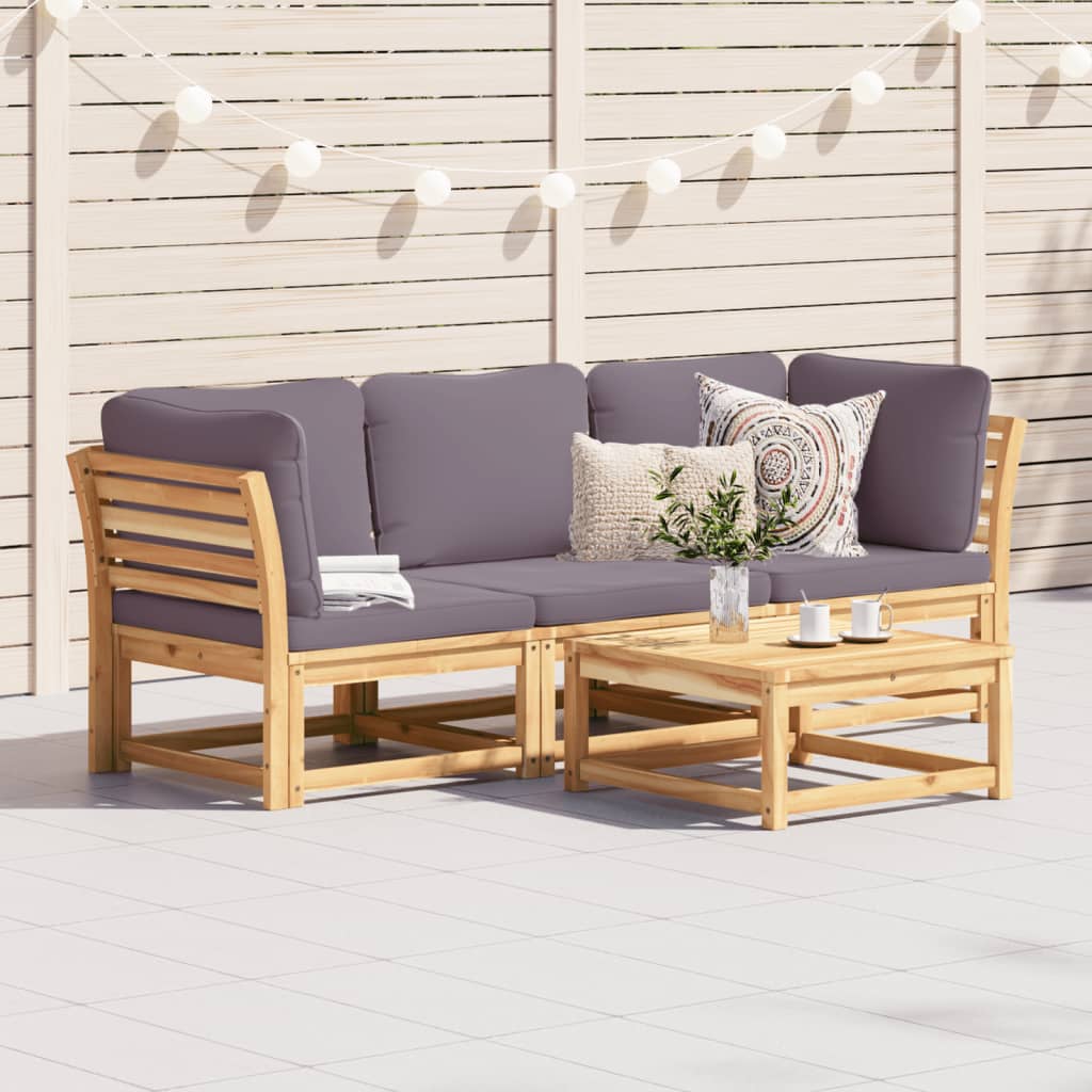 Set Mobilier De Grădină Cu Perne, 5 Buc., Lemn Masiv Acacia