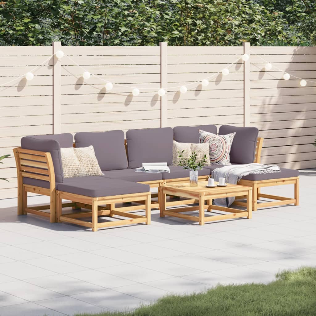 Set Mobilier De Grădină Cu Perne, 5 Buc., Lemn Masiv Acacia