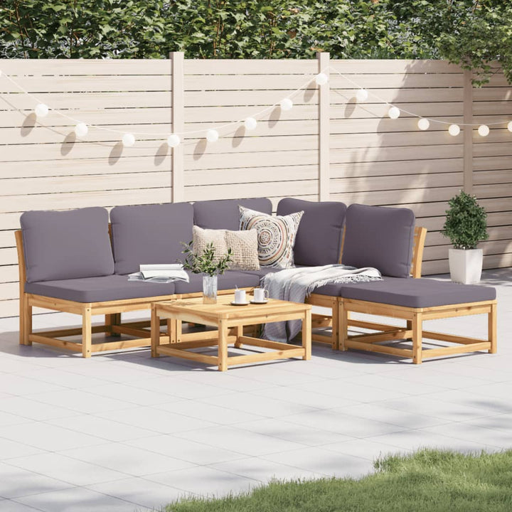 Set Mobilier De Grădină Cu Perne, 5 Buc., Lemn Masiv Acacia