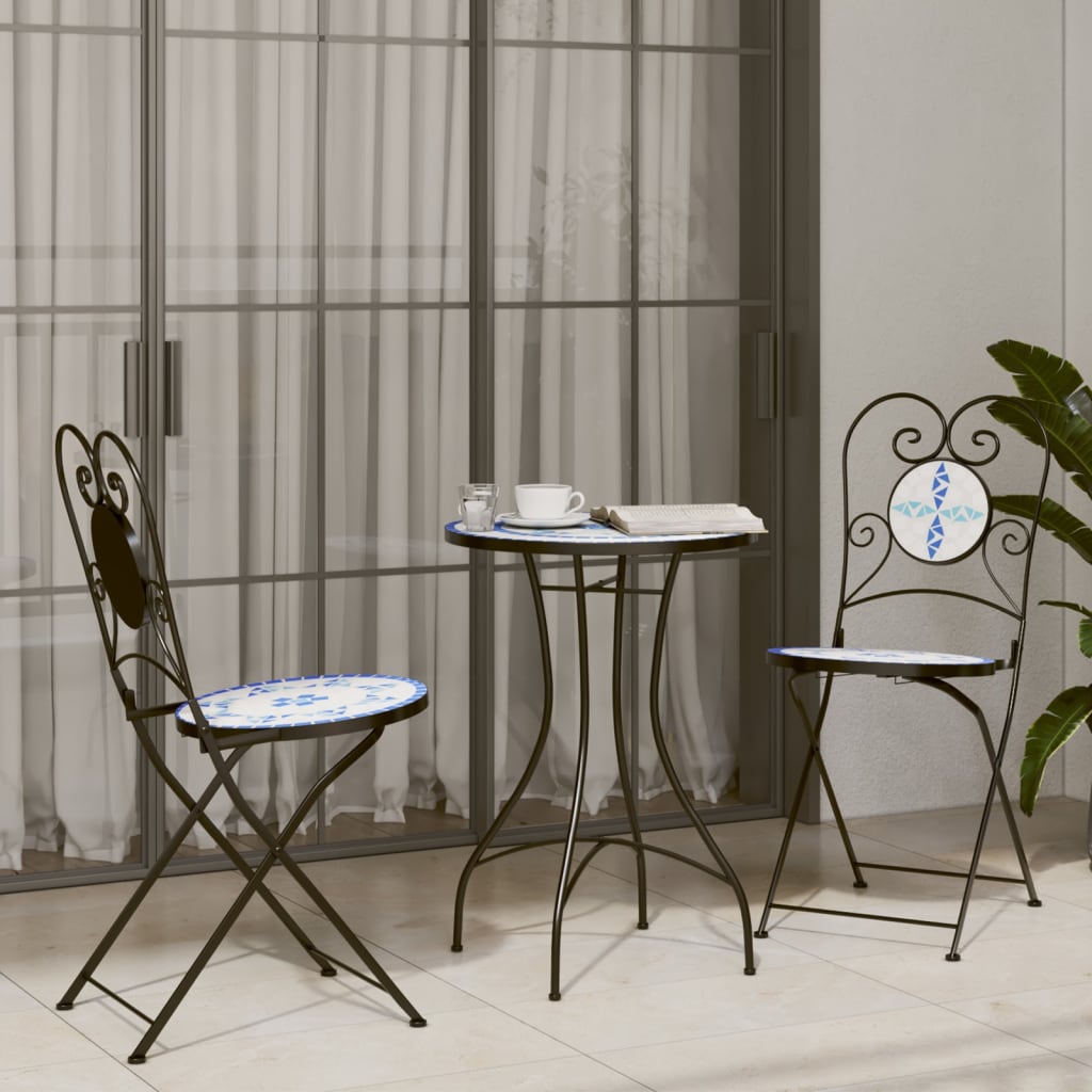 Set Mobilier Bistro, 3 Piese, Cărămiziu, Plăci Ceramice