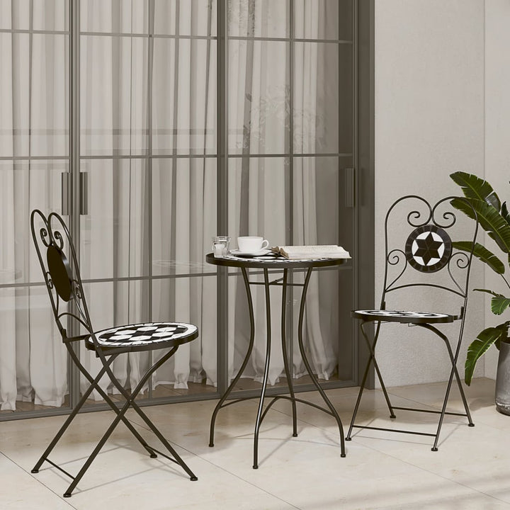 Set Mobilier Bistro, 3 Piese, Cărămiziu, Plăci Ceramice