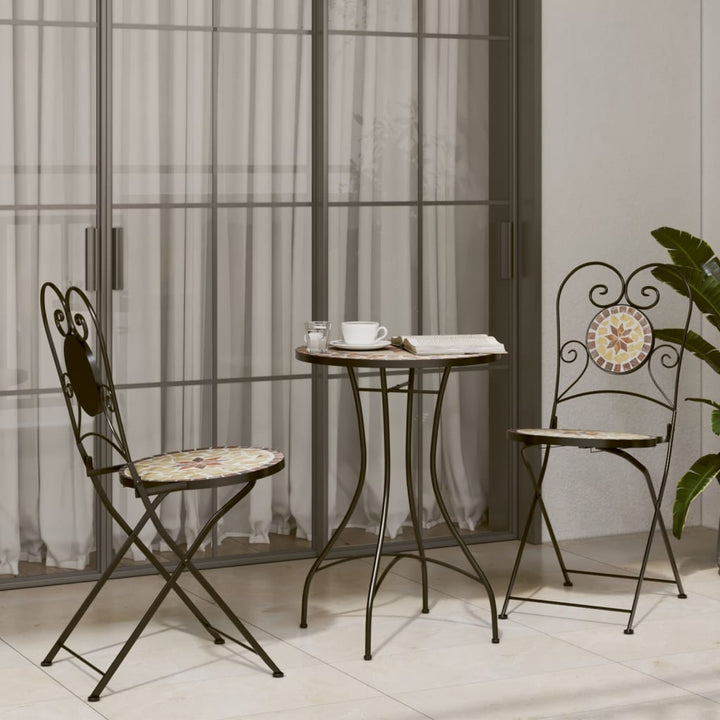 Set Mobilier Bistro, 3 Piese, Cărămiziu, Plăci Ceramice