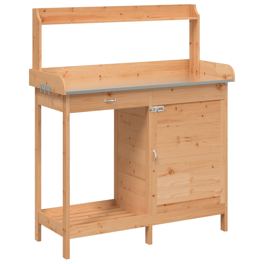 Masă Plantare Cu Dulap, Maro, 110,5X45X124,5 Cm Lemn Masiv Brad