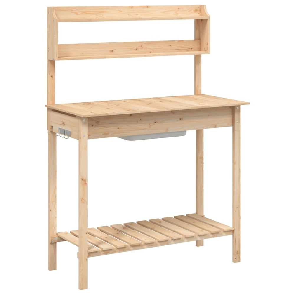 Masă Plantare Cu Chiuvetă, 147,5X44X139,5 Cm, Lemn Masiv Brad