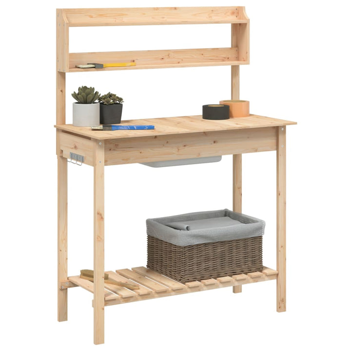 Masă Plantare Cu Chiuvetă, 147,5X44X139,5 Cm, Lemn Masiv Brad