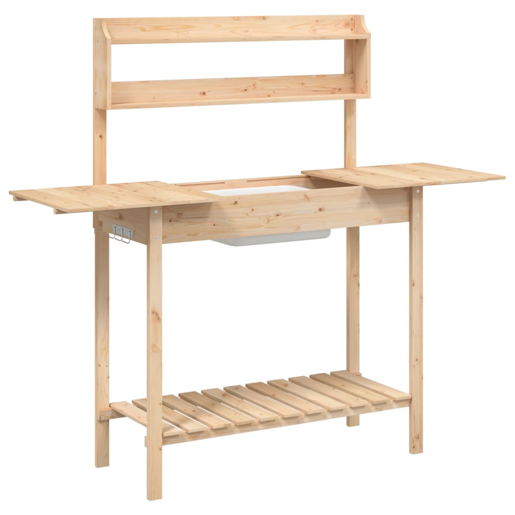 Masă Plantare Cu Chiuvetă, 147,5X44X139,5 Cm, Lemn Masiv Brad