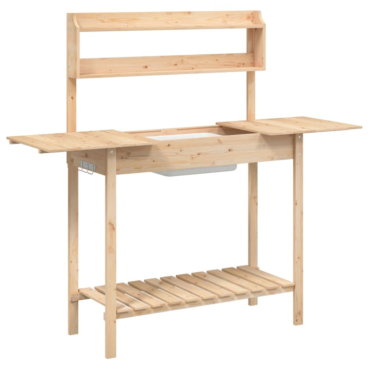 Masă Plantare Cu Chiuvetă, 147,5X44X139,5 Cm, Lemn Masiv Brad