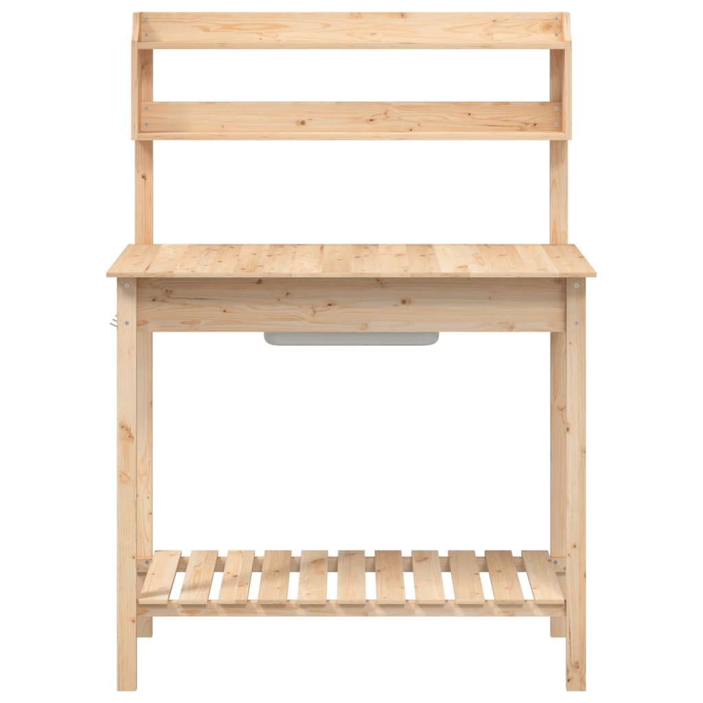 Masă Plantare Cu Chiuvetă, 147,5X44X139,5 Cm, Lemn Masiv Brad