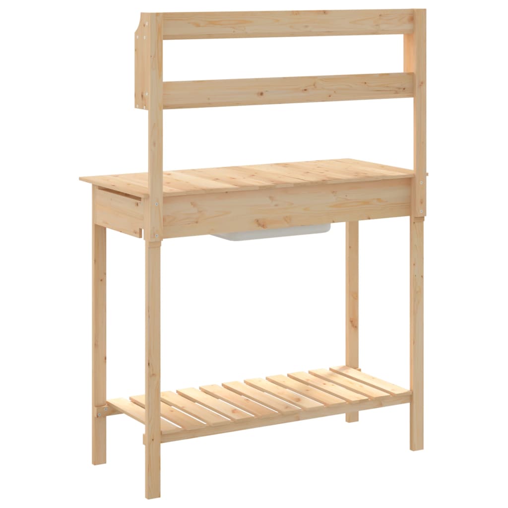 Masă Plantare Cu Chiuvetă, 147,5X44X139,5 Cm, Lemn Masiv Brad