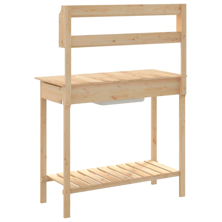 Masă Plantare Cu Chiuvetă, 147,5X44X139,5 Cm, Lemn Masiv Brad