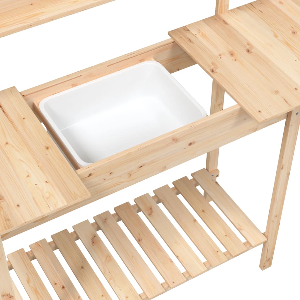 Masă Plantare Cu Chiuvetă, 147,5X44X139,5 Cm, Lemn Masiv Brad