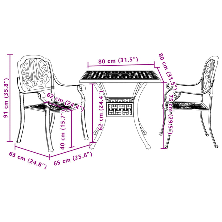 Set Bistro, 3 Piese, , Aluminiu Turnat